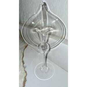 Vintage Jack In The Pulpit Calla Lily Hand Blown Glass-delicate Candle Holder